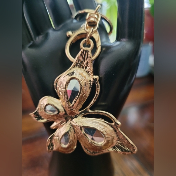 Elegant Gold and Purple Butterfly Bag Charm - Picture 2 of 3